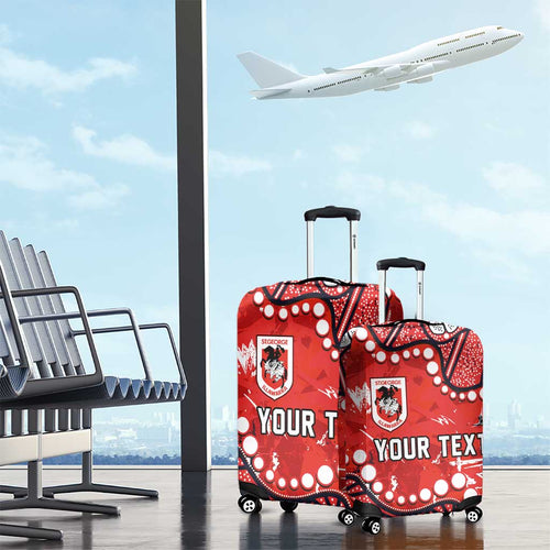 Personalized St. George Illawarra Dragons Luggage Cover Aboriginal Pattern with Graffiti Style Design