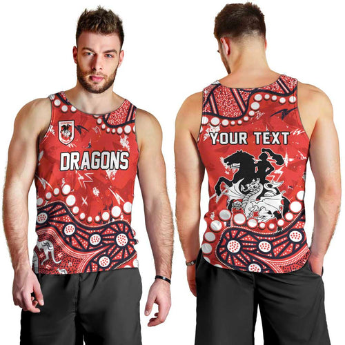 Personalized St. George Illawarra Dragons Men Tank Top Aboriginal Pattern with Graffiti Style Design