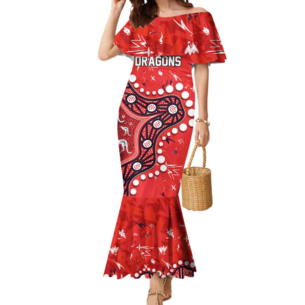 Personalized St. George Illawarra Dragons Mermaid Dress Aboriginal Pattern with Graffiti Style Design
