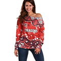 Personalized St. George Illawarra Dragons Off Shoulder Sweater Aboriginal Pattern with Graffiti Style Design