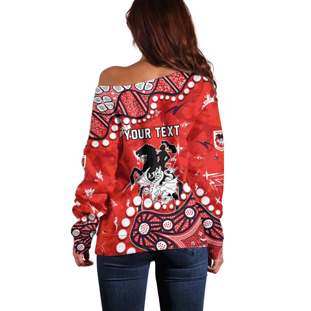 Personalized St. George Illawarra Dragons Off Shoulder Sweater Aboriginal Pattern with Graffiti Style Design