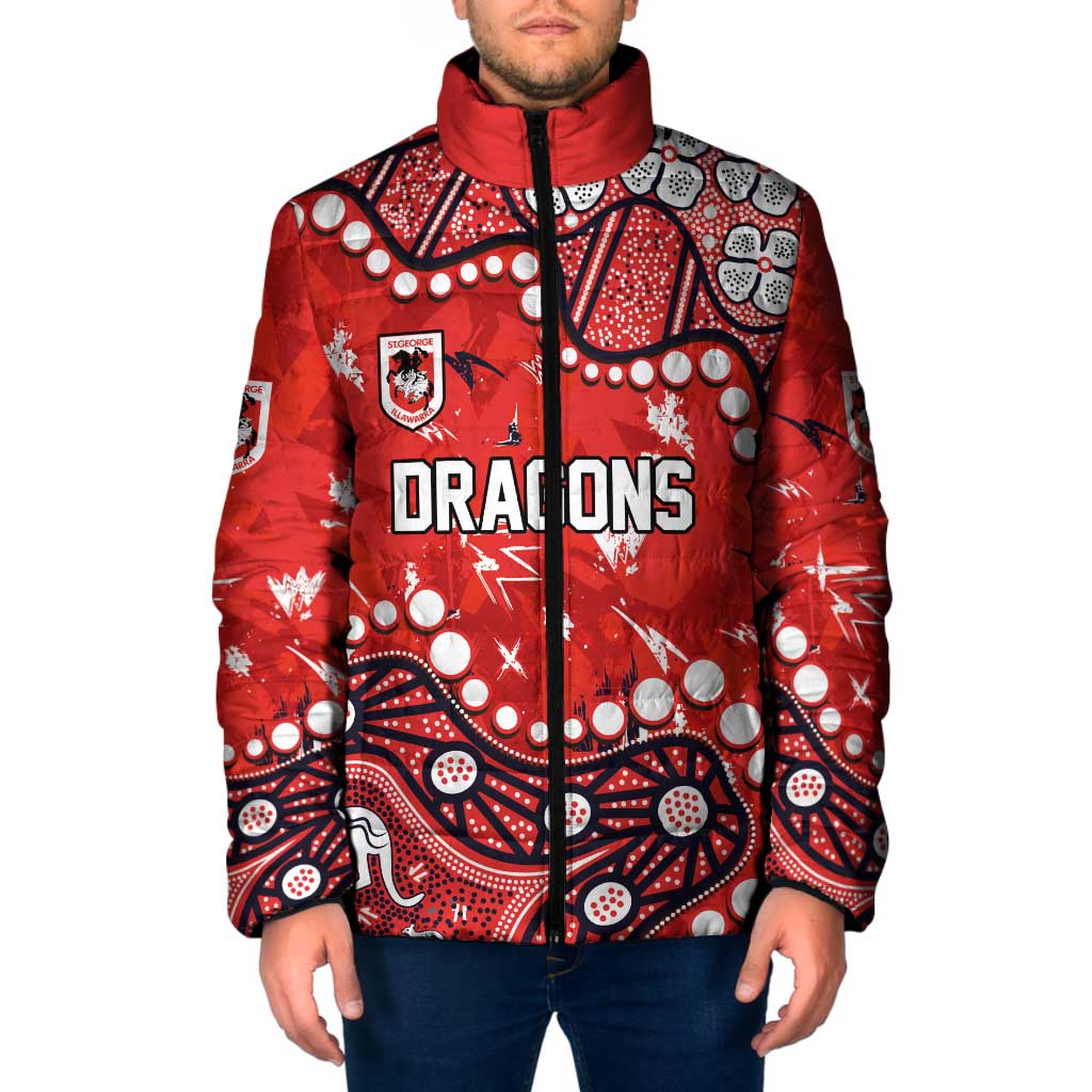 Personalized St. George Illawarra Dragons Padded Jacket Aboriginal Pattern with Graffiti Style Design