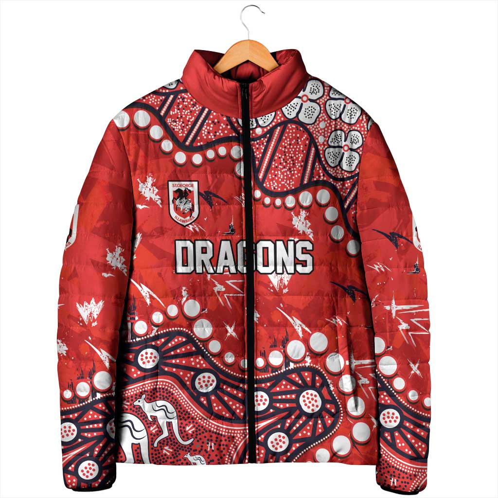 Personalized St. George Illawarra Dragons Padded Jacket Aboriginal Pattern with Graffiti Style Design