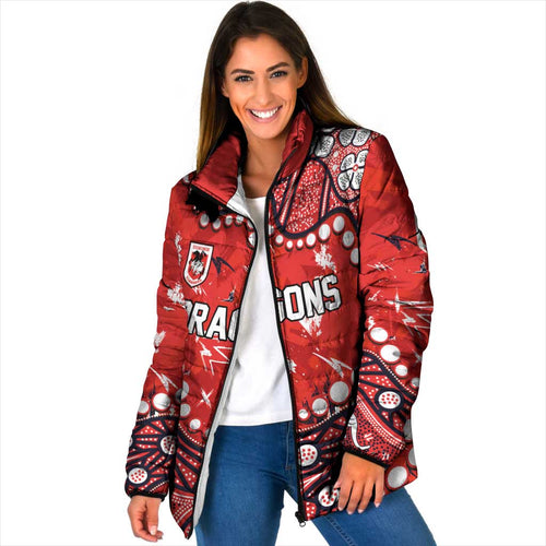 Personalized St. George Illawarra Dragons Padded Jacket Aboriginal Pattern with Graffiti Style Design