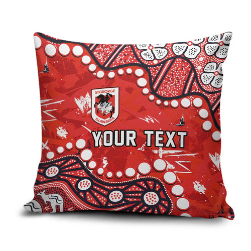 Personalized St. George Illawarra Dragons Pillow Cover Aboriginal Pattern with Graffiti Style Design