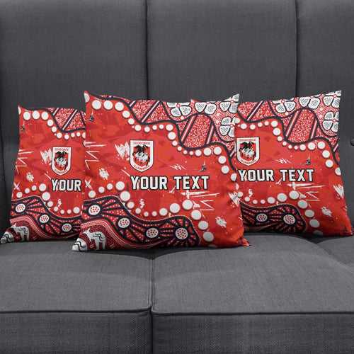 Personalized St. George Illawarra Dragons Pillow Cover Aboriginal Pattern with Graffiti Style Design