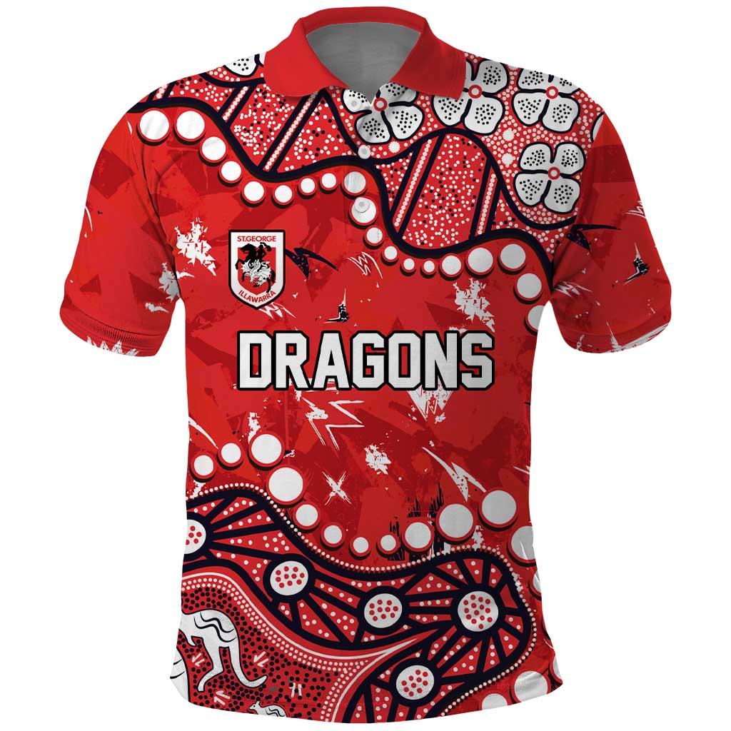 Personalized St. George Illawarra Dragons Polo Shirt Aboriginal Pattern with Graffiti Style Design