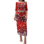 Personalized St. George Illawarra Dragons Puletasi Aboriginal Pattern with Graffiti Style Design