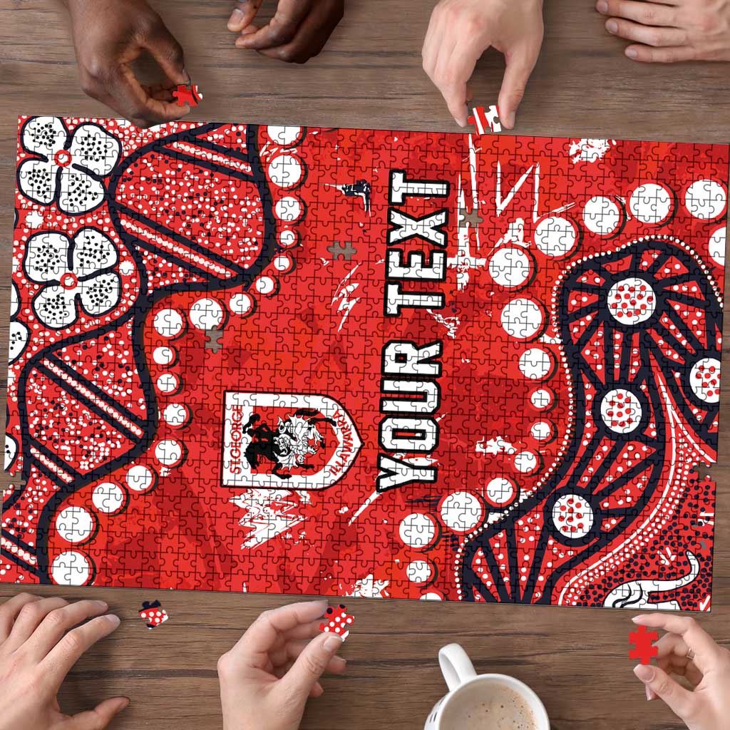 Personalized St. George Illawarra Dragons Puzzle Aboriginal Pattern with Graffiti Style Design
