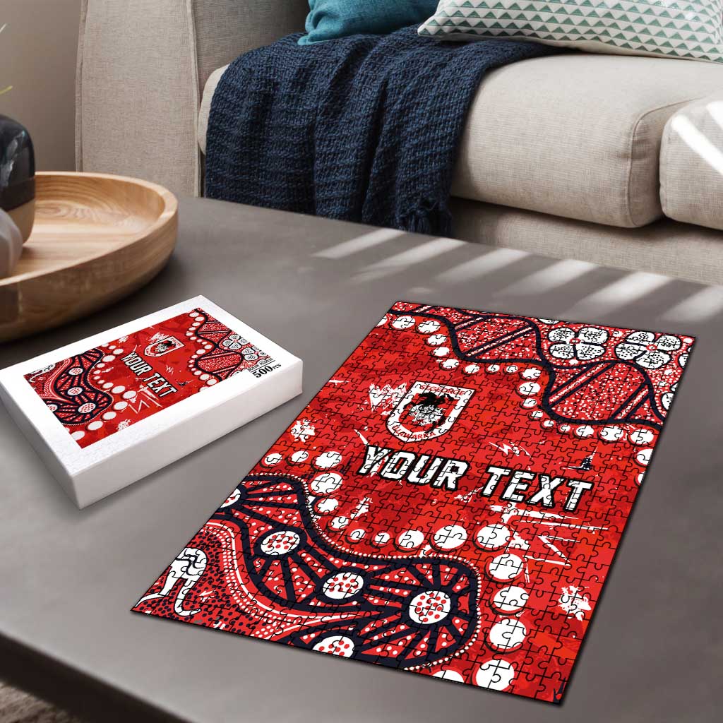 Personalized St. George Illawarra Dragons Puzzle Aboriginal Pattern with Graffiti Style Design
