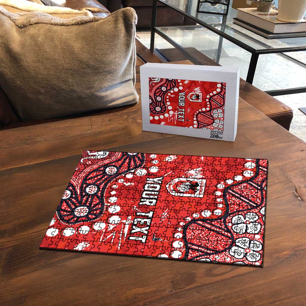 Personalized St. George Illawarra Dragons Puzzle Aboriginal Pattern with Graffiti Style Design