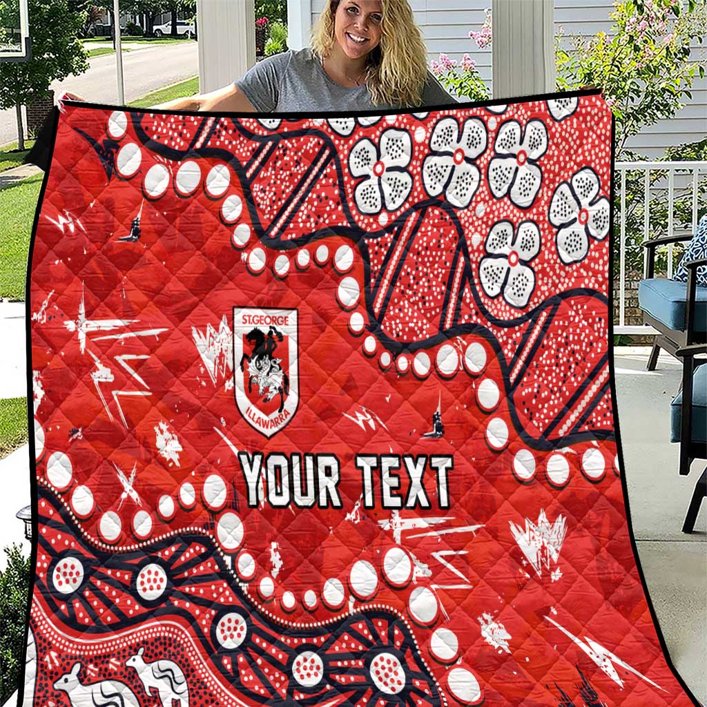 Personalized St. George Illawarra Dragons Quilt Aboriginal Pattern with Graffiti Style Design