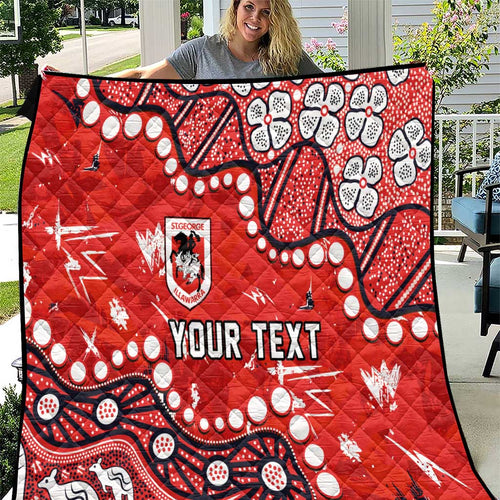 Personalized St. George Illawarra Dragons Quilt Aboriginal Pattern with Graffiti Style Design