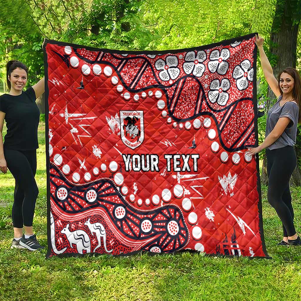 Personalized St. George Illawarra Dragons Quilt Aboriginal Pattern with Graffiti Style Design