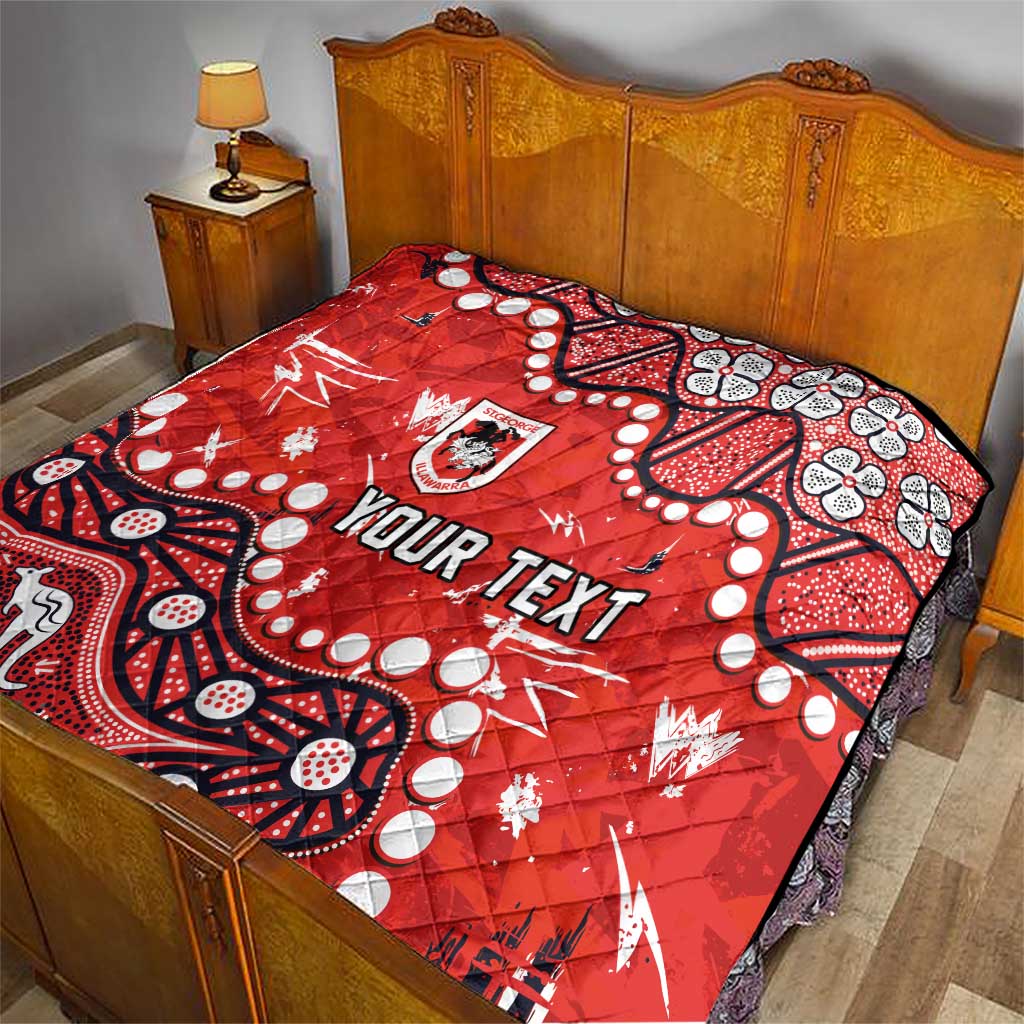 Personalized St. George Illawarra Dragons Quilt Aboriginal Pattern with Graffiti Style Design