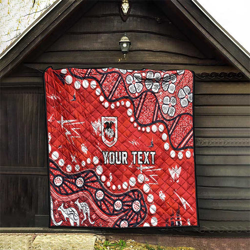Personalized St. George Illawarra Dragons Quilt Aboriginal Pattern with Graffiti Style Design