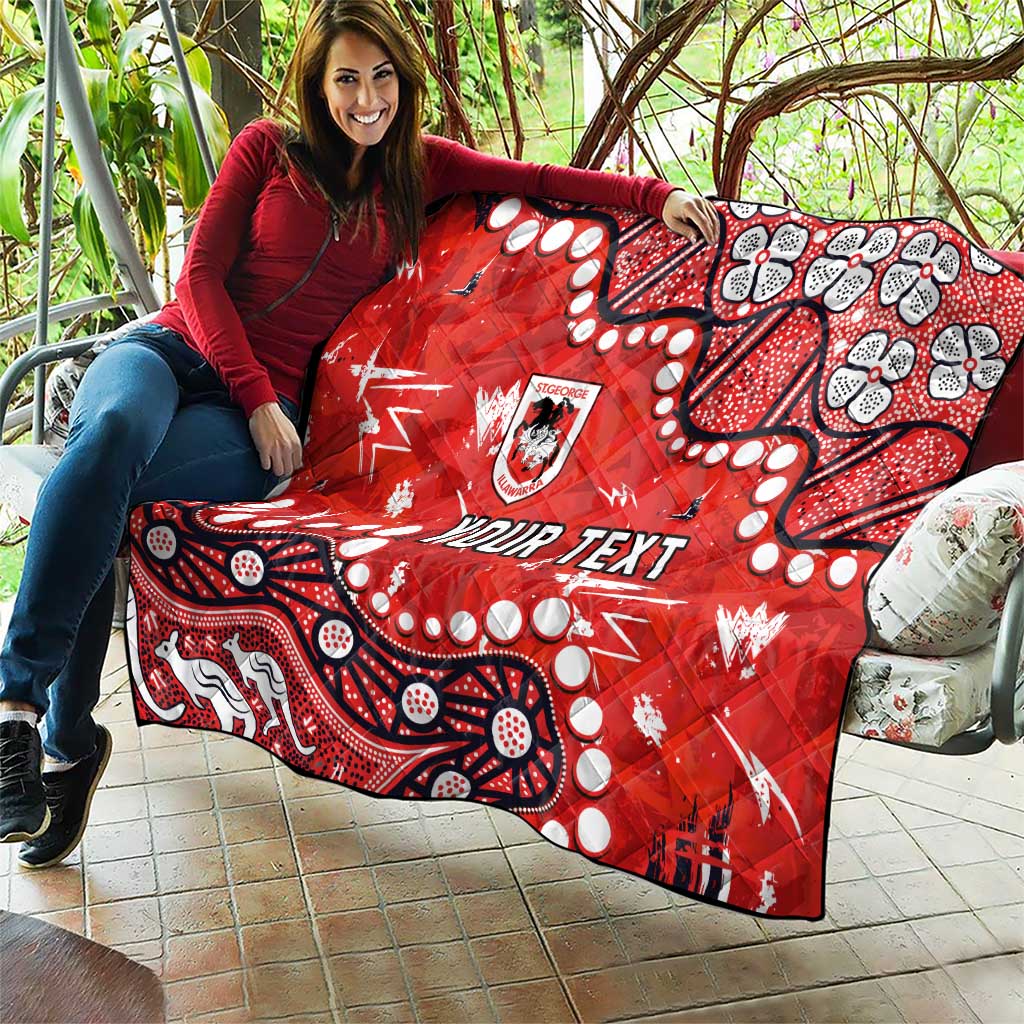 Personalized St. George Illawarra Dragons Quilt Aboriginal Pattern with Graffiti Style Design