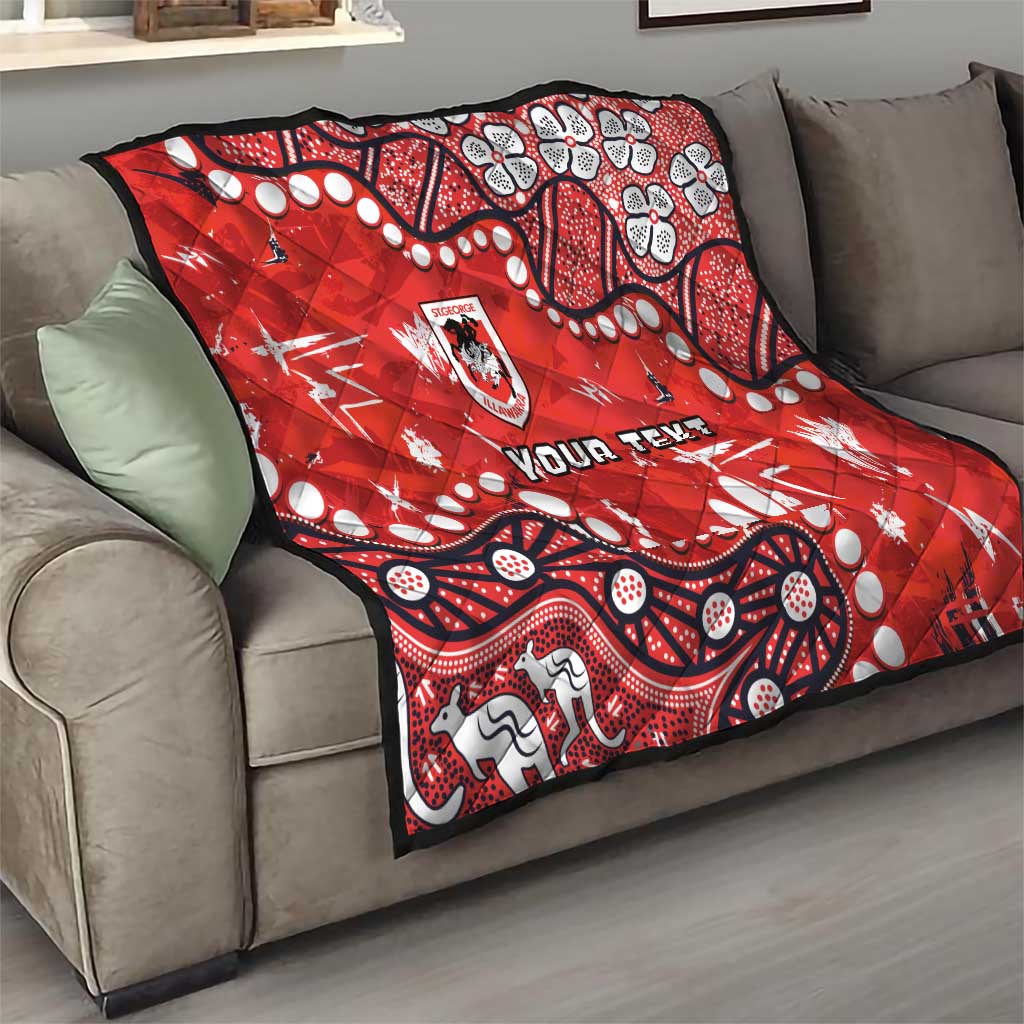 Personalized St. George Illawarra Dragons Quilt Aboriginal Pattern with Graffiti Style Design