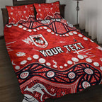 Personalized St. George Illawarra Dragons Quilt Bed Set Aboriginal Pattern with Graffiti Style Design