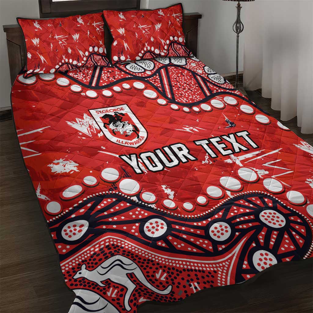 Personalized St. George Illawarra Dragons Quilt Bed Set Aboriginal Pattern with Graffiti Style Design