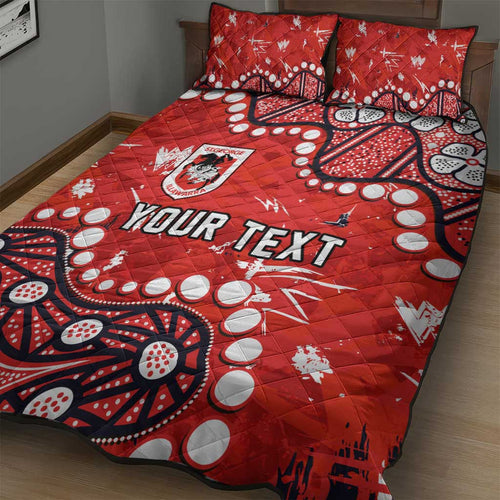 Personalized St. George Illawarra Dragons Quilt Bed Set Aboriginal Pattern with Graffiti Style Design