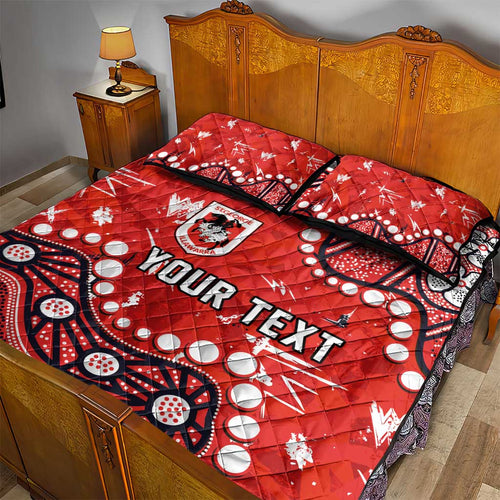 Personalized St. George Illawarra Dragons Quilt Bed Set Aboriginal Pattern with Graffiti Style Design