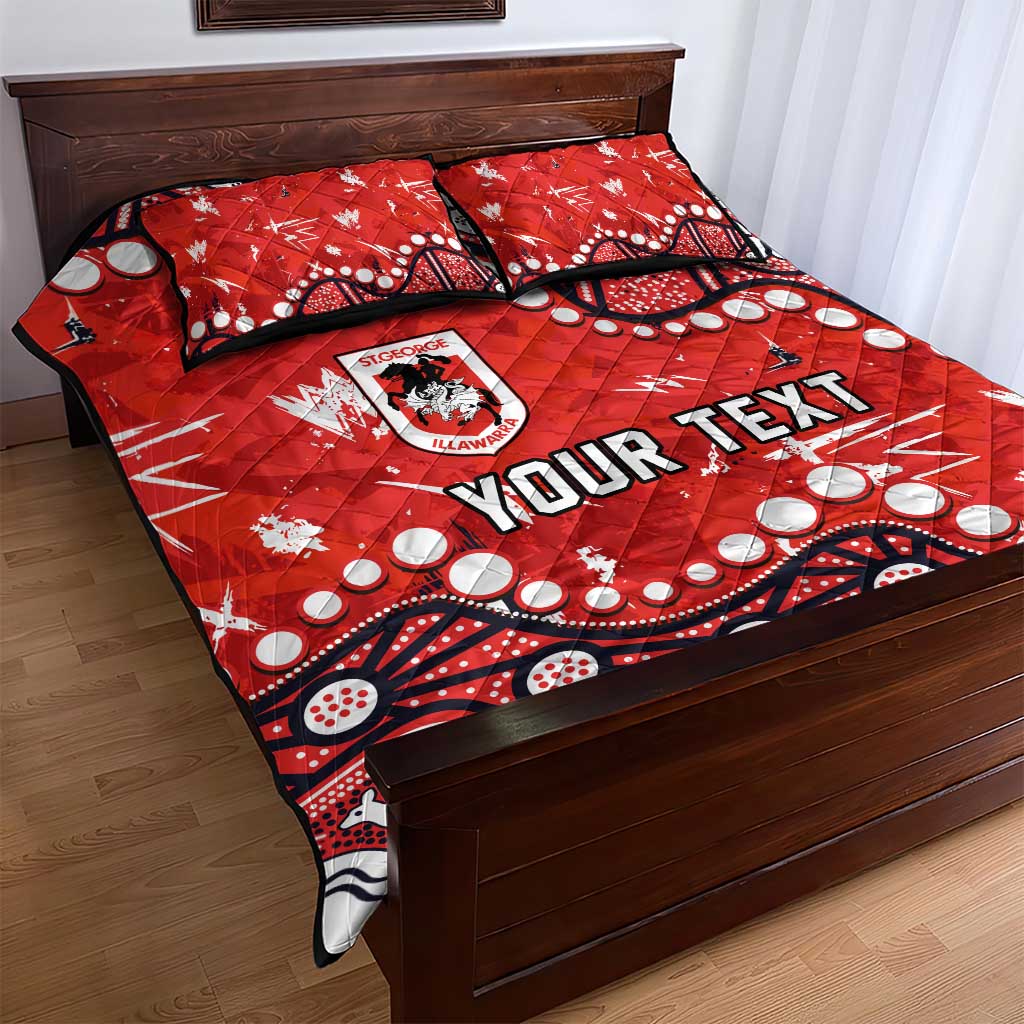 Personalized St. George Illawarra Dragons Quilt Bed Set Aboriginal Pattern with Graffiti Style Design