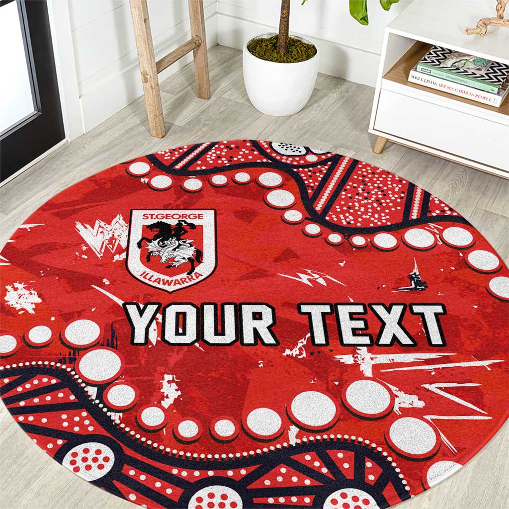 Personalized St. George Illawarra Dragons Round Carpet Aboriginal Pattern with Graffiti Style Design