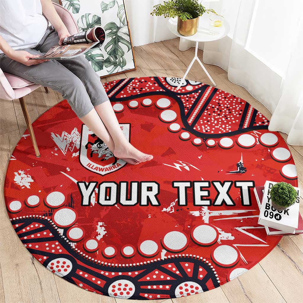 Personalized St. George Illawarra Dragons Round Carpet Aboriginal Pattern with Graffiti Style Design