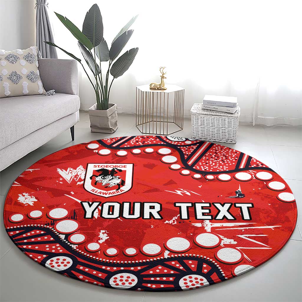 Personalized St. George Illawarra Dragons Round Carpet Aboriginal Pattern with Graffiti Style Design