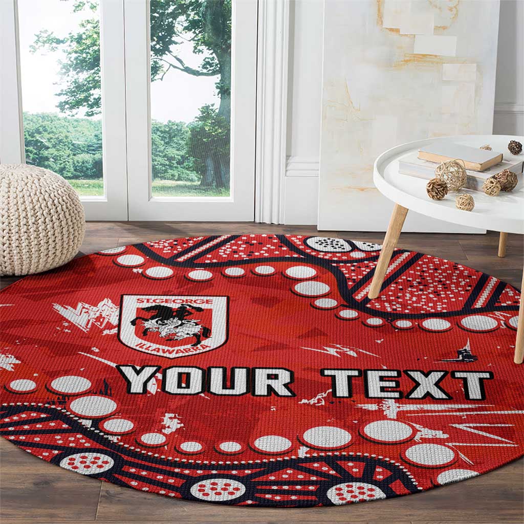 Personalized St. George Illawarra Dragons Round Carpet Aboriginal Pattern with Graffiti Style Design