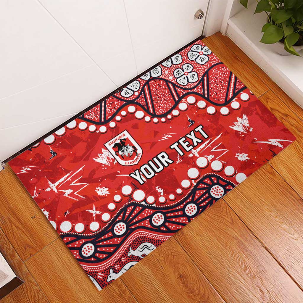 Personalized St. George Illawarra Dragons Rubber Doormat Aboriginal Pattern with Graffiti Style Design