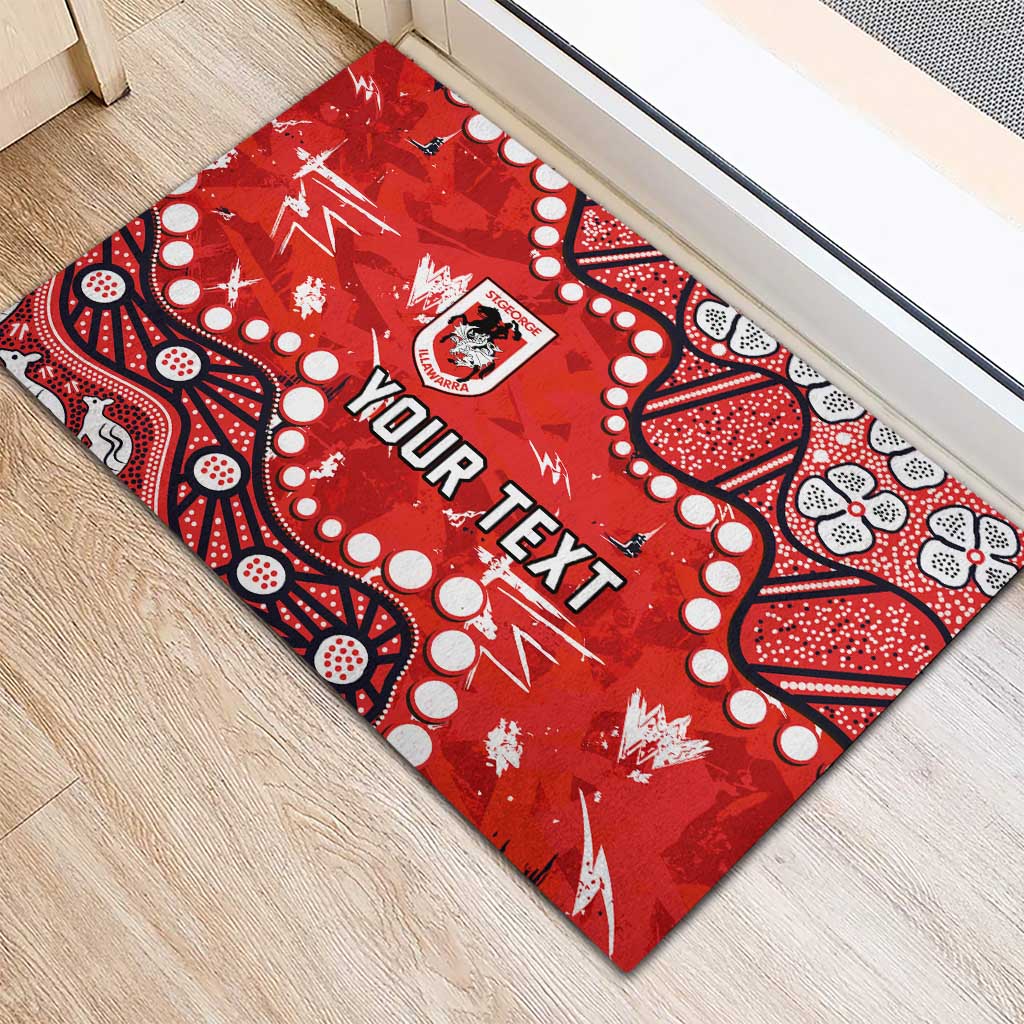 Personalized St. George Illawarra Dragons Rubber Doormat Aboriginal Pattern with Graffiti Style Design