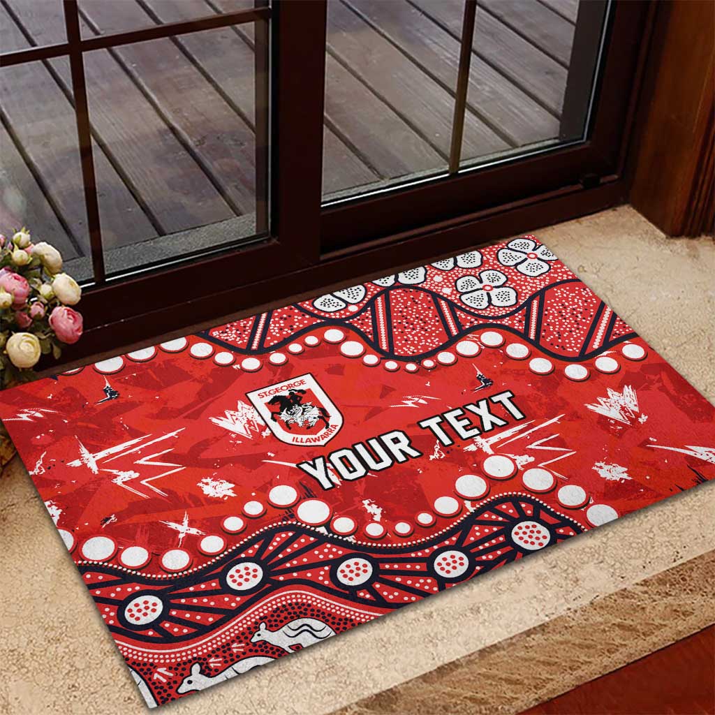 Personalized St. George Illawarra Dragons Rubber Doormat Aboriginal Pattern with Graffiti Style Design