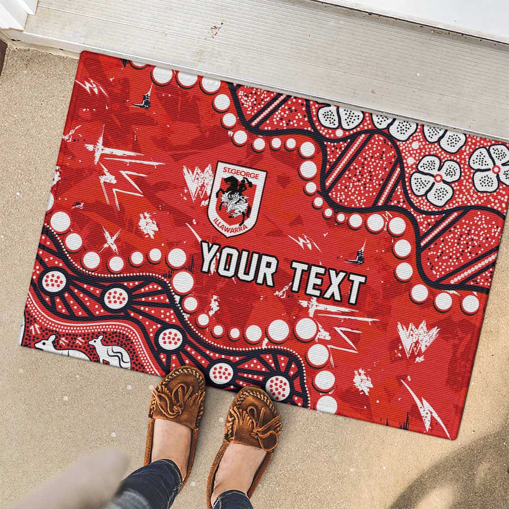 Personalized St. George Illawarra Dragons Rubber Doormat Aboriginal Pattern with Graffiti Style Design