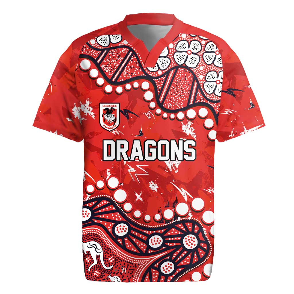 Personalized St. George Illawarra Dragons Rugby Jersey Aboriginal Pattern with Graffiti Style Design