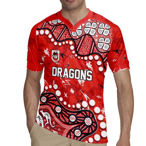 Personalized St. George Illawarra Dragons Rugby Jersey Aboriginal Pattern with Graffiti Style Design