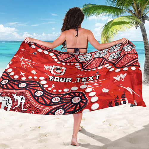 Personalized St. George Illawarra Dragons Sarong Aboriginal Pattern with Graffiti Style Design