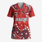 Personalized St. George Illawarra Dragons Scrub Top Aboriginal Pattern with Graffiti Style Design