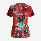 Personalized St. George Illawarra Dragons Scrub Top Aboriginal Pattern with Graffiti Style Design