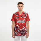 Personalized St. George Illawarra Dragons Scrub Top Aboriginal Pattern with Graffiti Style Design