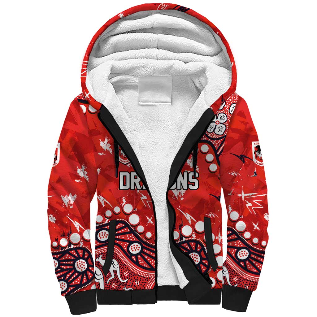 Personalized St. George Illawarra Dragons Sherpa Hoodie Aboriginal Pattern with Graffiti Style Design