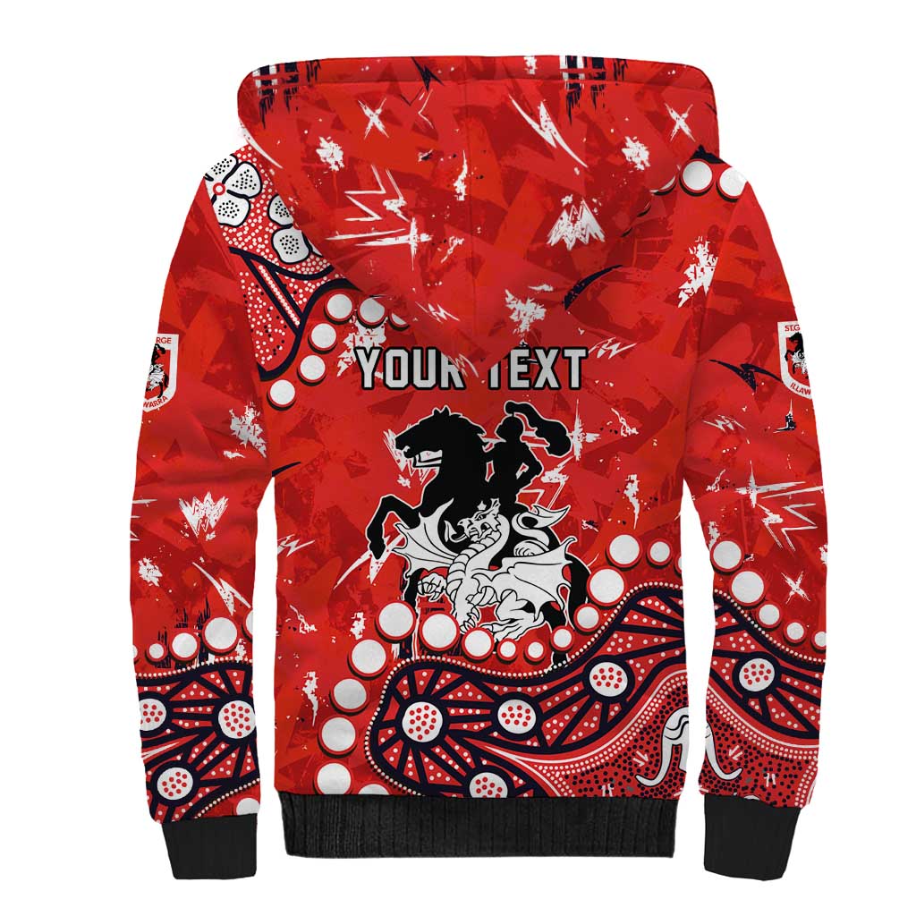 Personalized St. George Illawarra Dragons Sherpa Hoodie Aboriginal Pattern with Graffiti Style Design