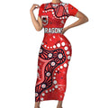 Personalized St. George Illawarra Dragons Short Sleeve Bodycon Dress Aboriginal Pattern with Graffiti Style Design