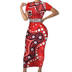 Personalized St. George Illawarra Dragons Short Sleeve Bodycon Dress Aboriginal Pattern with Graffiti Style Design