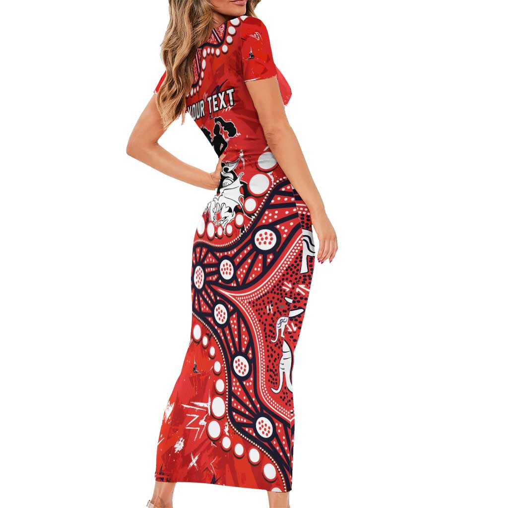 Personalized St. George Illawarra Dragons Short Sleeve Bodycon Dress Aboriginal Pattern with Graffiti Style Design