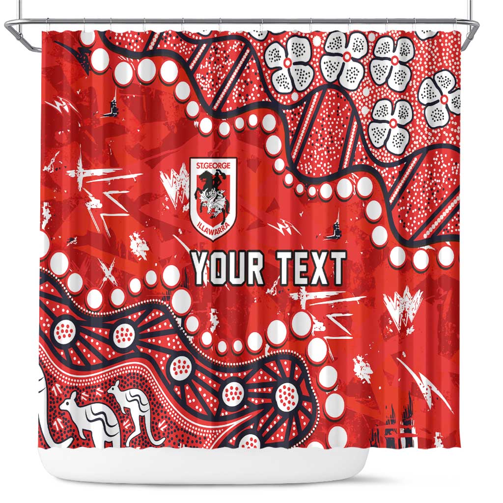 Personalized St. George Illawarra Dragons Shower Curtain Aboriginal Pattern with Graffiti Style Design