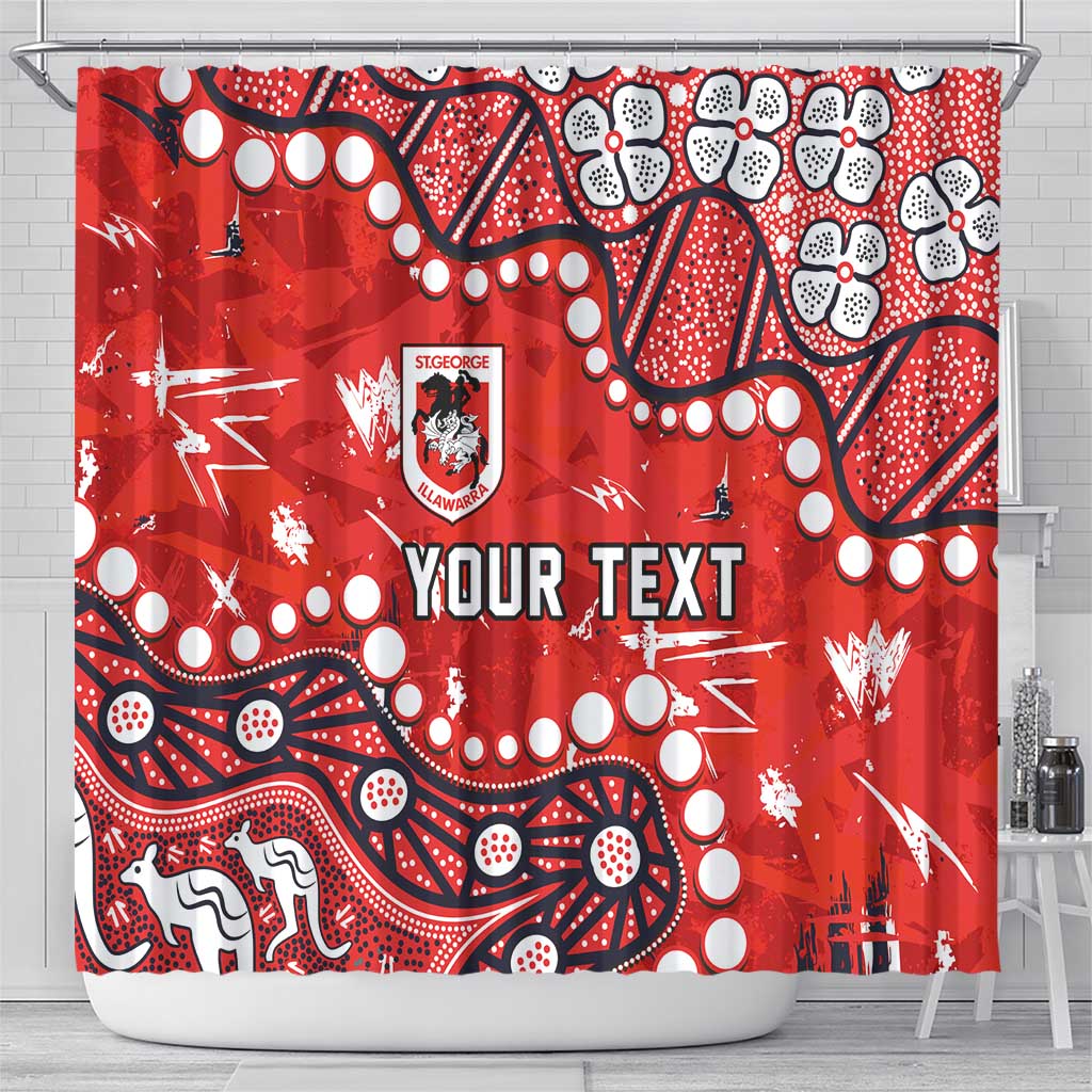 Personalized St. George Illawarra Dragons Shower Curtain Aboriginal Pattern with Graffiti Style Design