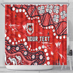 Personalized St. George Illawarra Dragons Shower Curtain Aboriginal Pattern with Graffiti Style Design