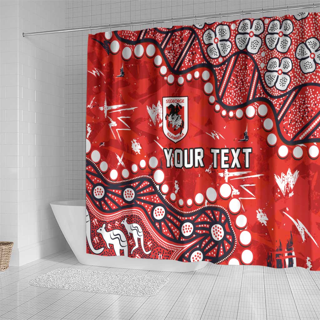 Personalized St. George Illawarra Dragons Shower Curtain Aboriginal Pattern with Graffiti Style Design